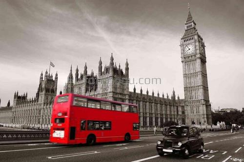 Лондон, англия, автобус, дорога, биг-бен