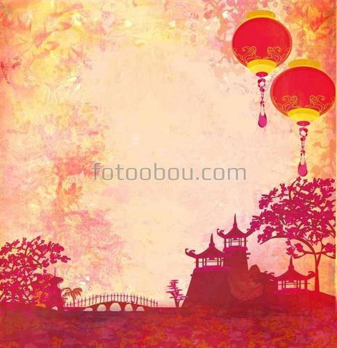 сад, парк, мост, шары, восток, абстракция