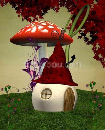 для детей, сказка, домик, гриб,  природа