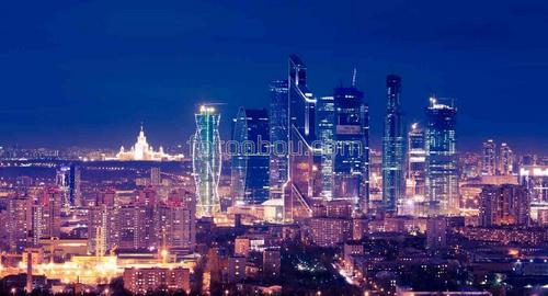 ночь ,город ,Москва ,небоскребы ,фонари