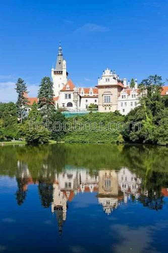 природа, озеро, небо, замок, архитектура