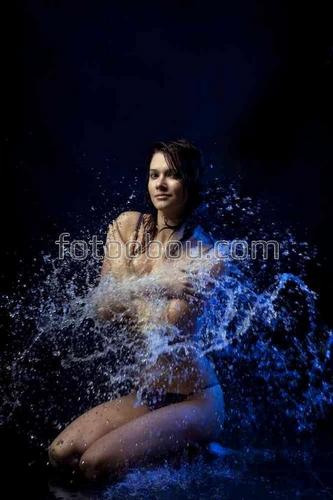 девушка, вода, капли, брызги, модель
