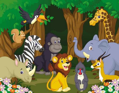 детские, мультфильм, животные, лес