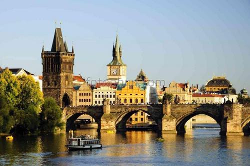 Архитектура, набережная, мосты, Прага, река