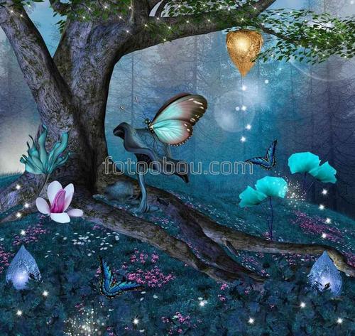 ЛЕС ,БАБОЧКИ ,ЦВЕТЫ ,НОЧЬ ,ДЕРЕВО 