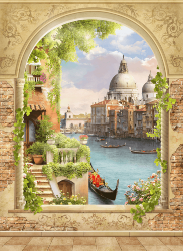 Венеция, гондола, море, арка, природа