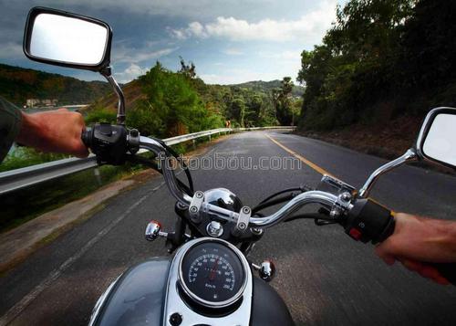 дорога, горы, природа, мотоцикл, поворот