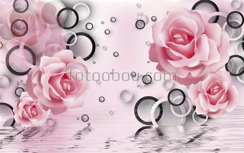кольца, роза, шары, вода, розовый