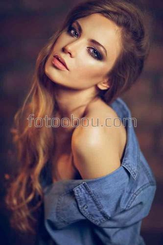 девушка, модель, шатенка, рубашка