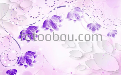 колокольчики, цветы, синие, фиолетовые, 3д, 3d, а стену, стена