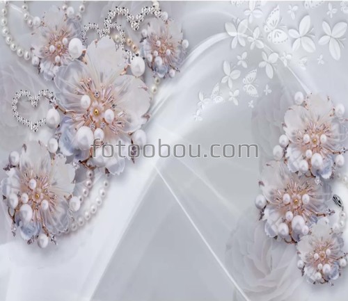 цветы, жемчужины, белый