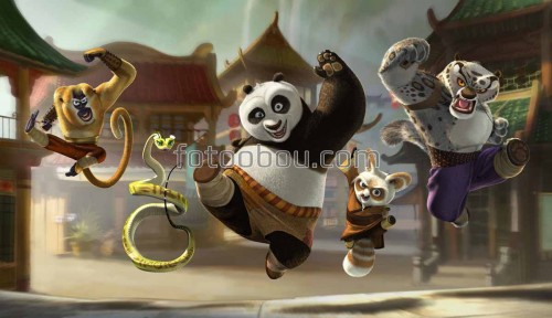 панда, змея, обезьяна, мультфильм, китай