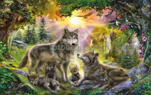 волки, волк, орел, лес, волчата, природа