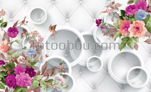 цветы, кольца, 3д, 3d, дизайнерские, на стену, стена